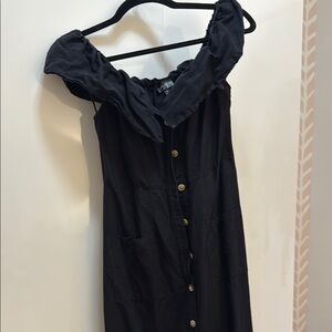 Top shop linen Black Off-Shoulder Dress